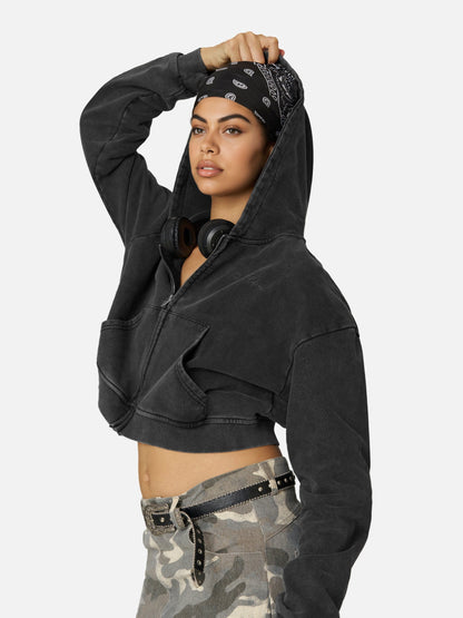 Aelfric Eden Boxy Solid Zip Up Hoodie