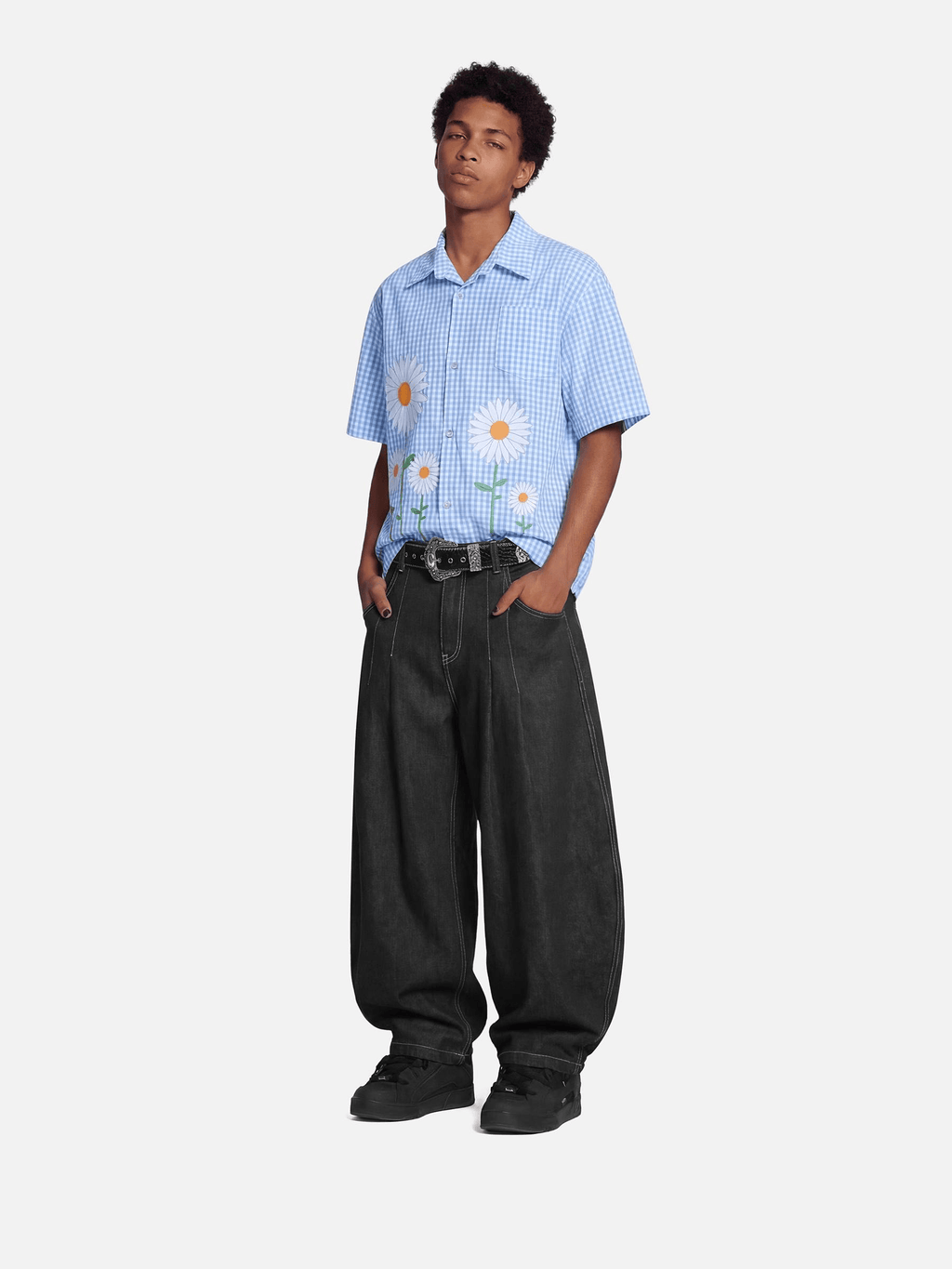 Aelfric Eden Boxy Daisy Gingham Short Sleeve Shirt