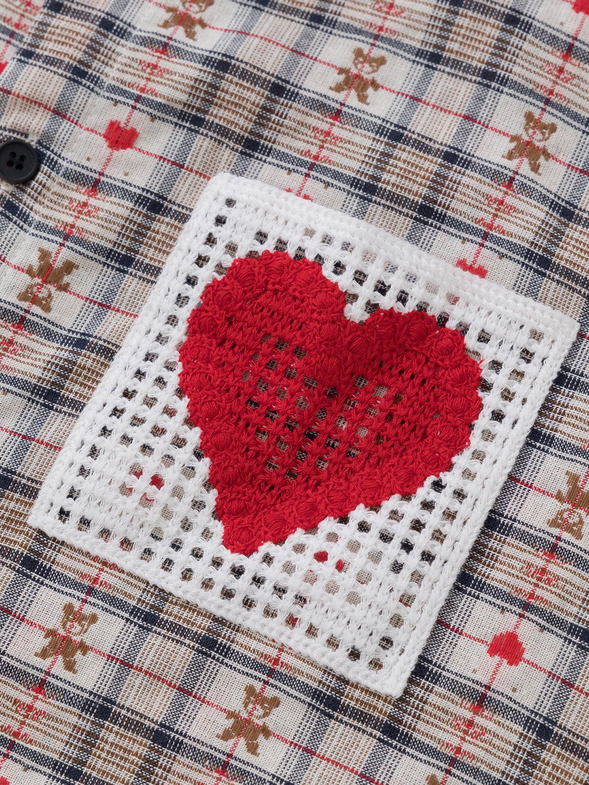 Aelfric Eden Crochet Heart Pocket Plaid Shirt